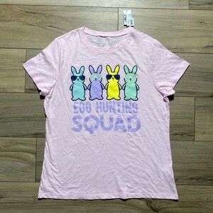 The Childrens Place Womens Egg Hunting Squad Graphic Short Sleeve Tee Large Pink